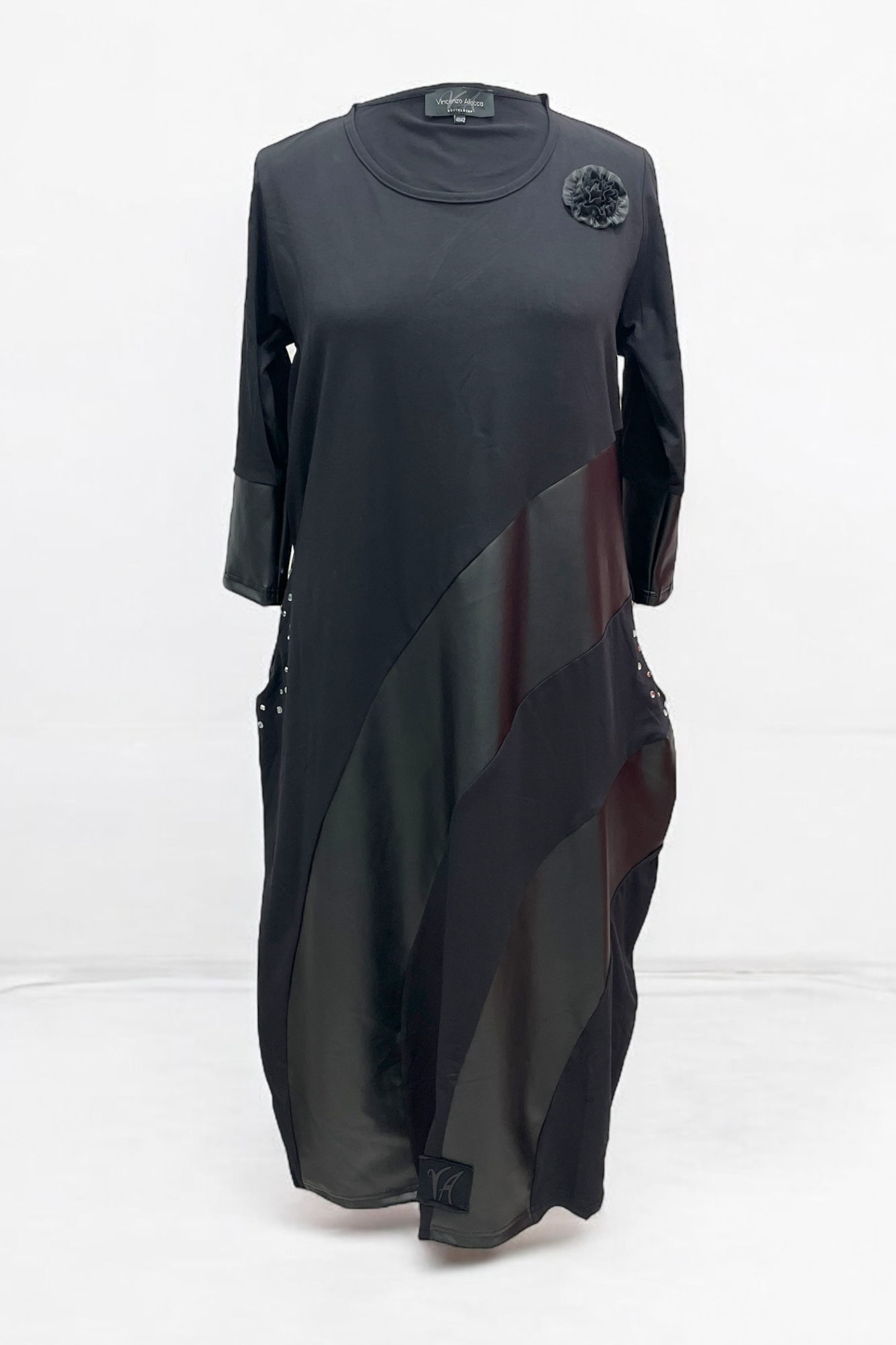 Dress with faux leather 9324