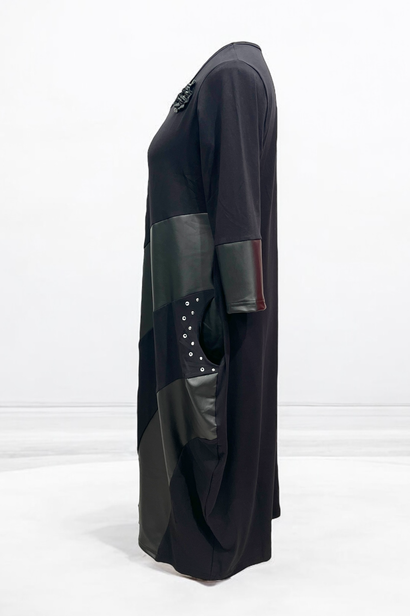 Dress with faux leather 9324
