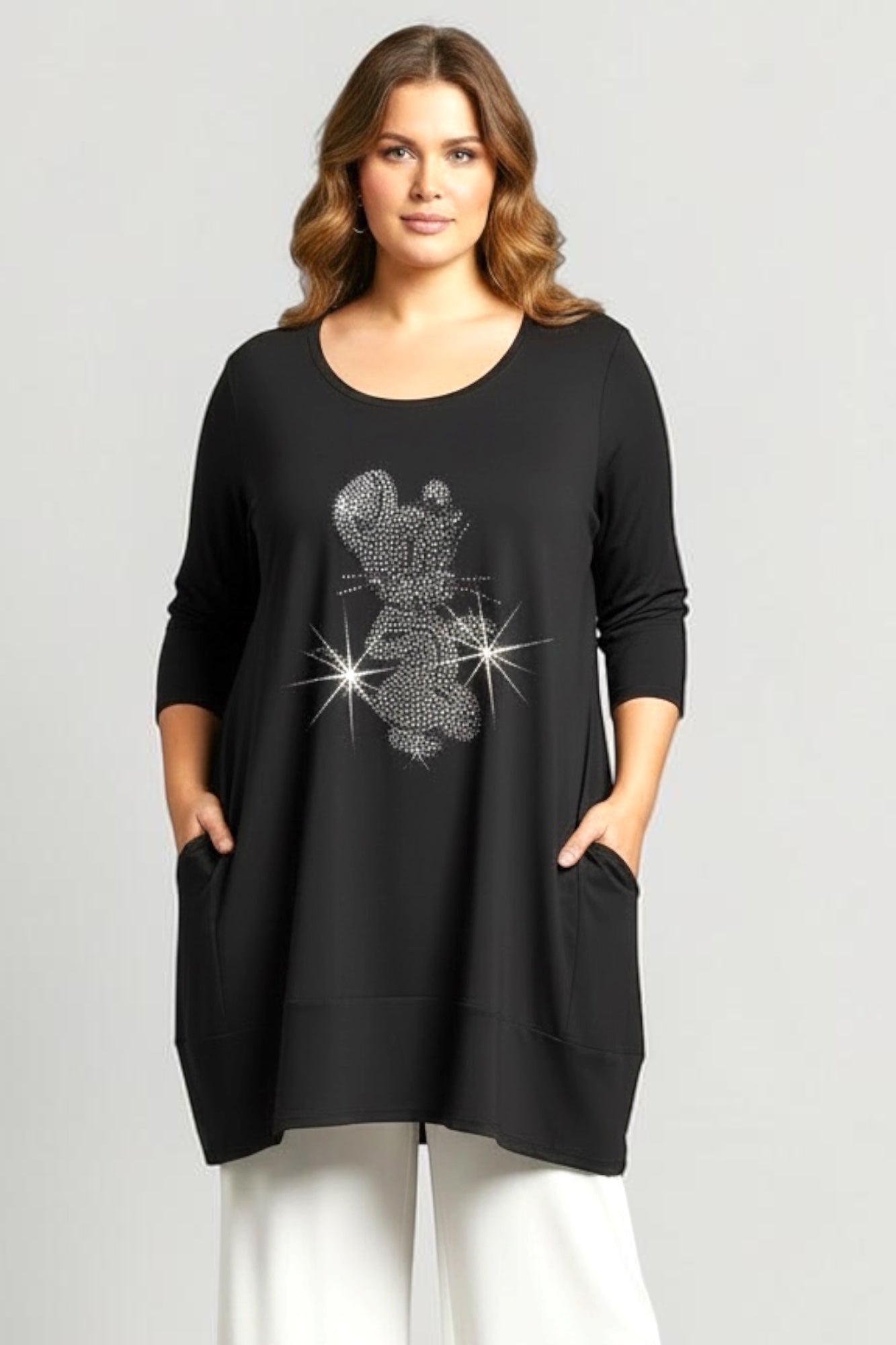 Tunic with rhinestone embellishment