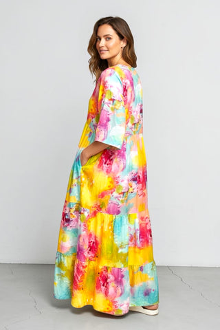 Sommerkleid aus Viskose bis Größe 62 im Boheme-Style bedruckt