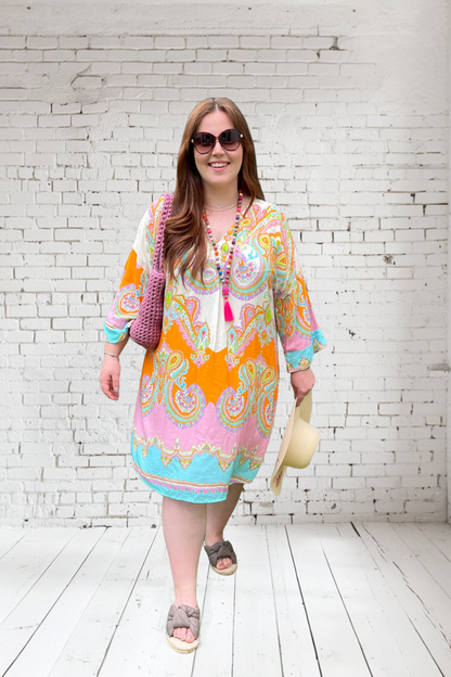 Tunic dress viscose repeat