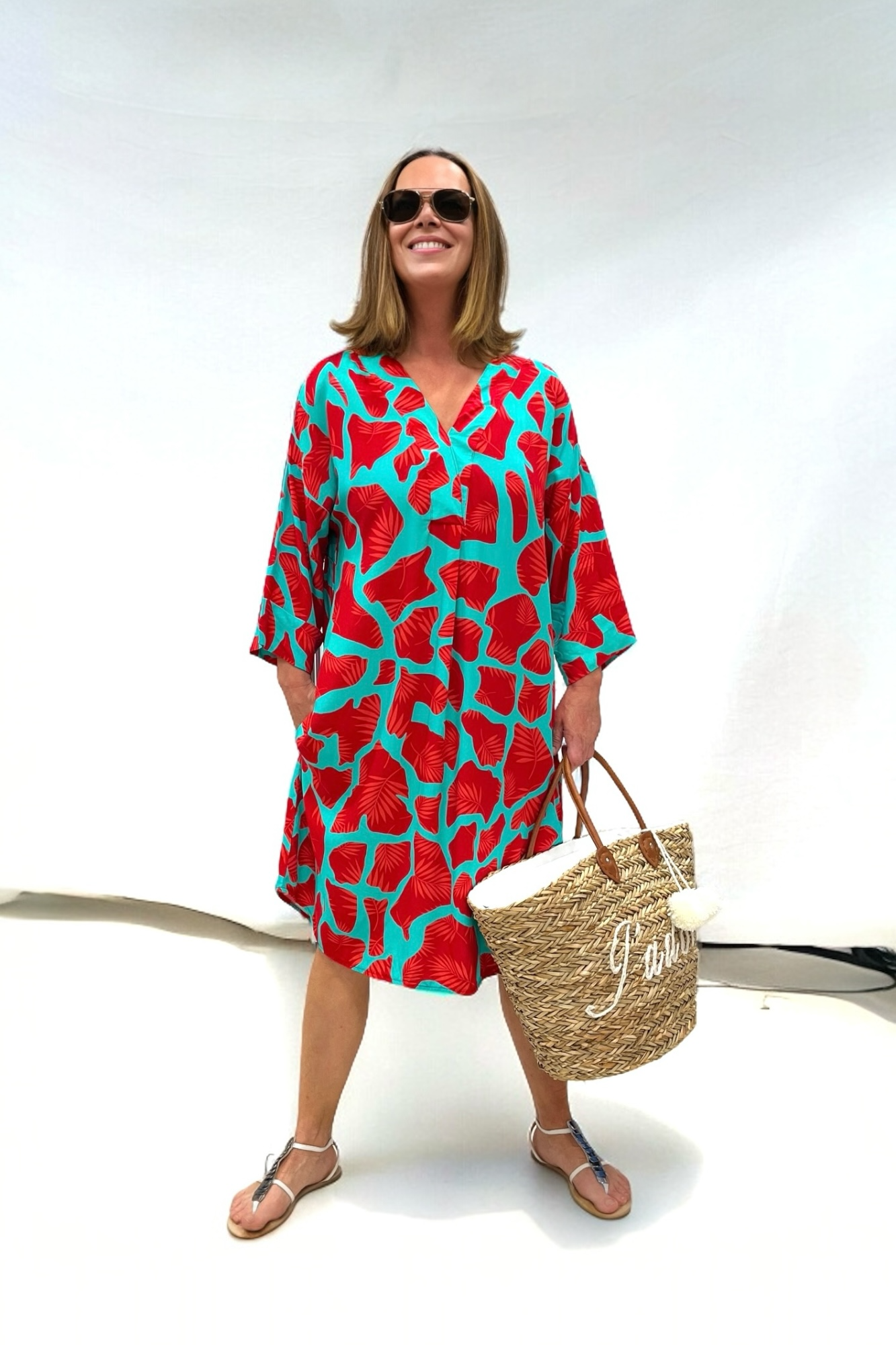 Tunic dress viscose red