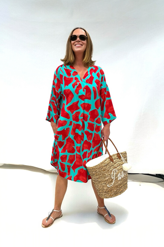 Tunic dress viscose red