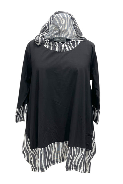 Tunika aus Jersey und Mesh