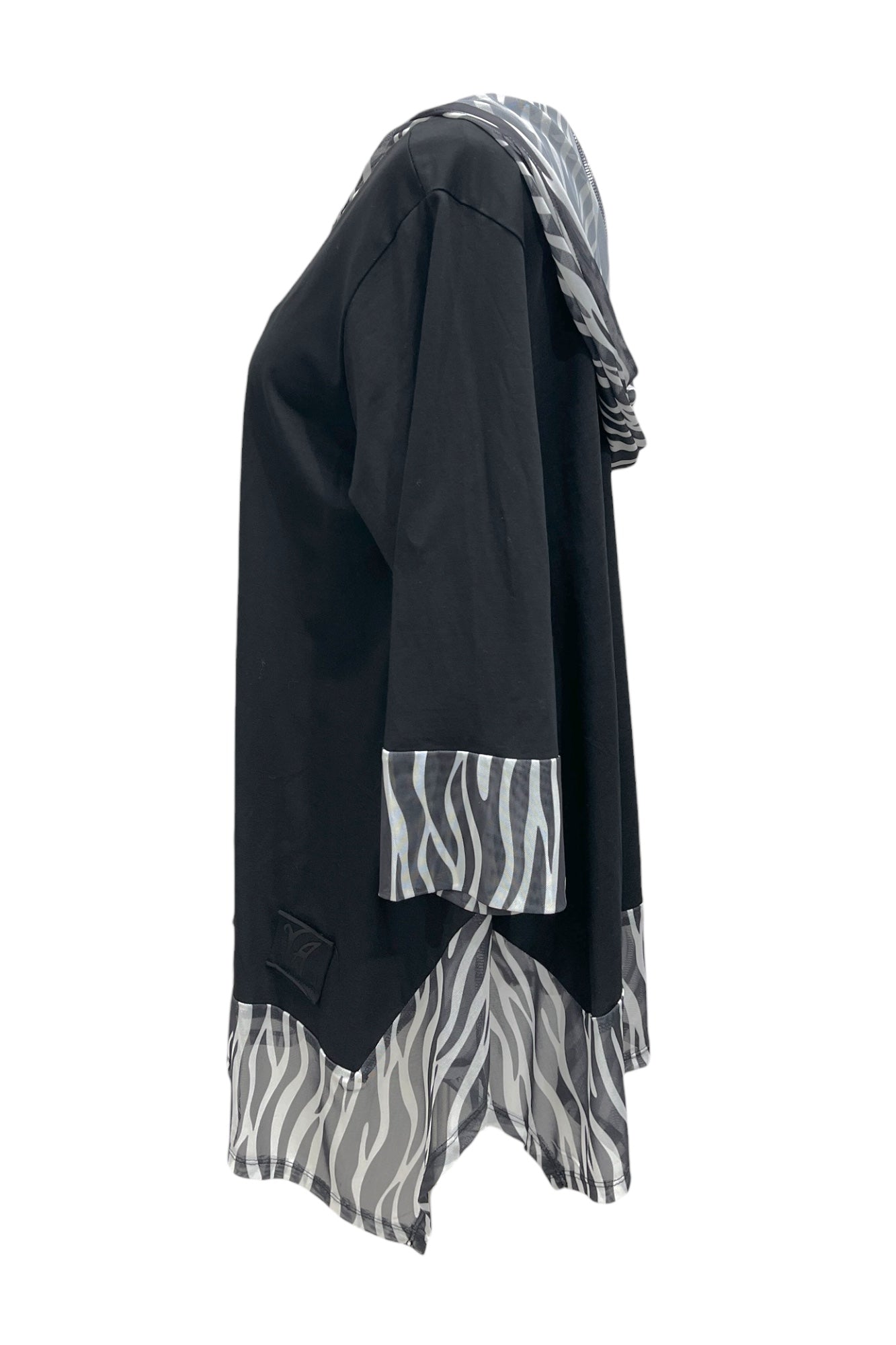 Tunika aus Jersey und Mesh