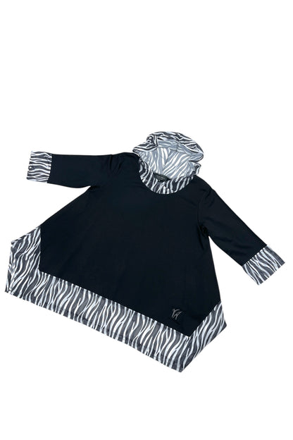 Tunika aus Jersey und Mesh