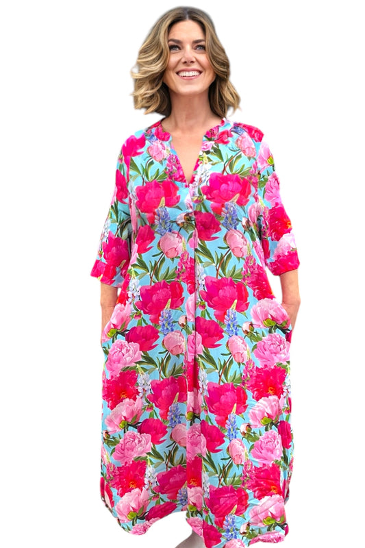 Kleid aus Viskose mit Knopfleiste