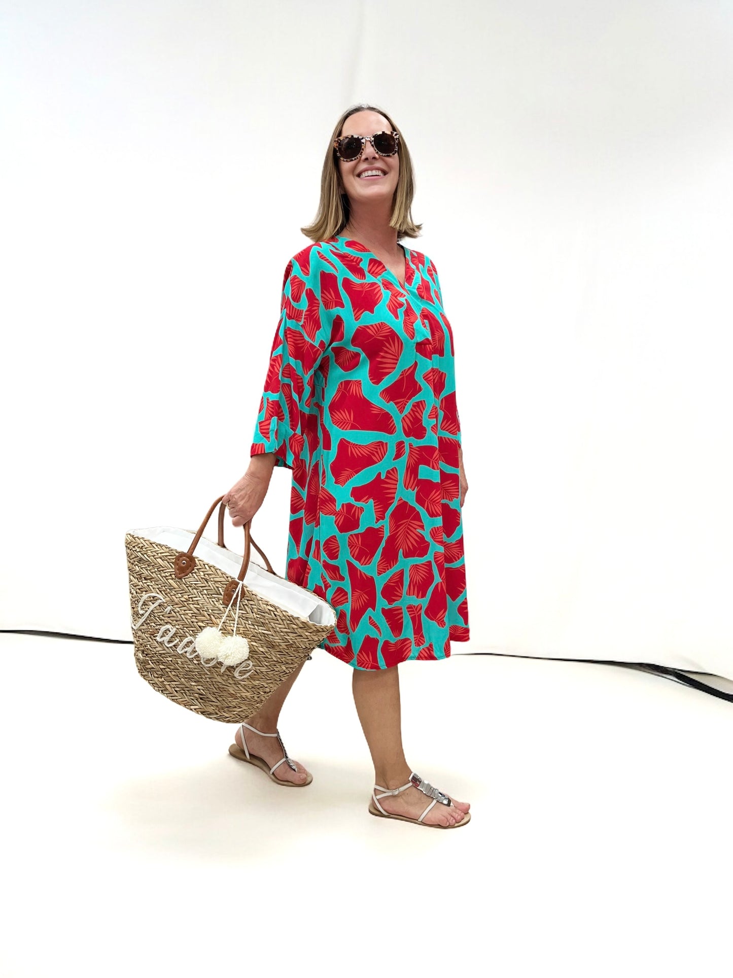 Tunic dress viscose red