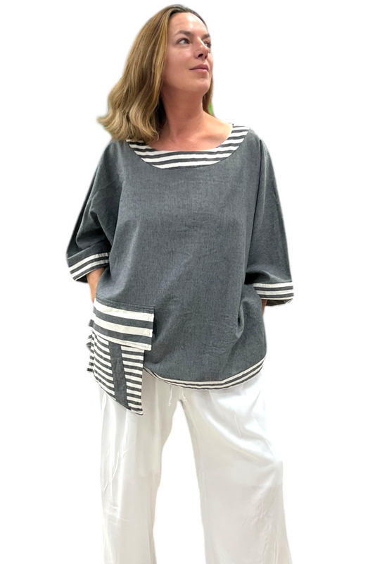 Shirt gray stripes 7161