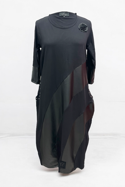 Dress with faux leather 9324