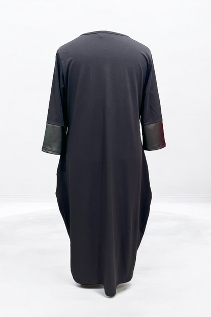 Dress with faux leather 9324