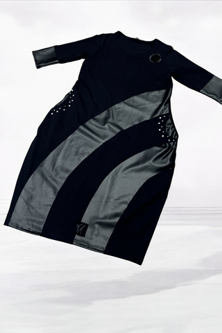 Kleid mit Kunstleder 9324