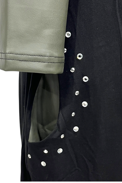 Dress with faux leather 9324