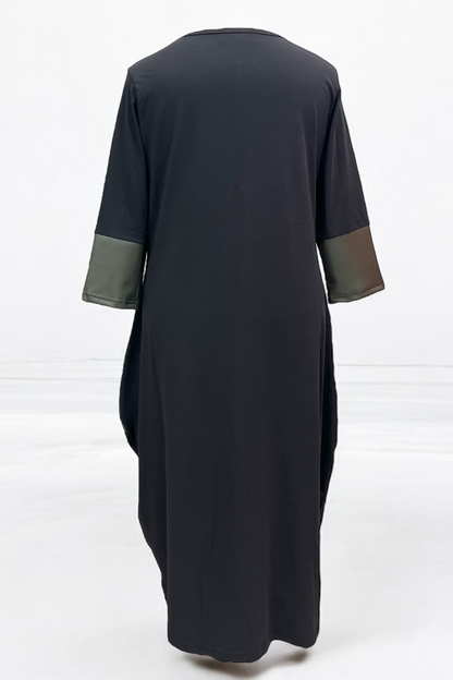 Dress with faux leather 9324