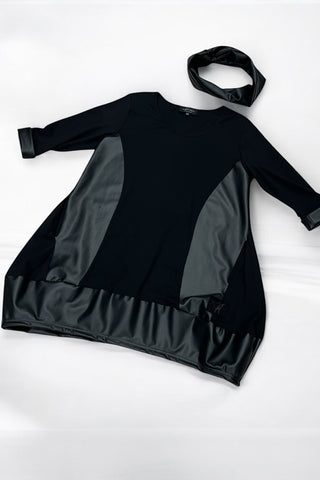 Tunic with imitation leather