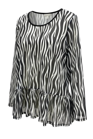 Mesh shirt with flounce