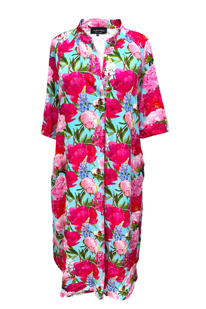 Viscose dress with button placket