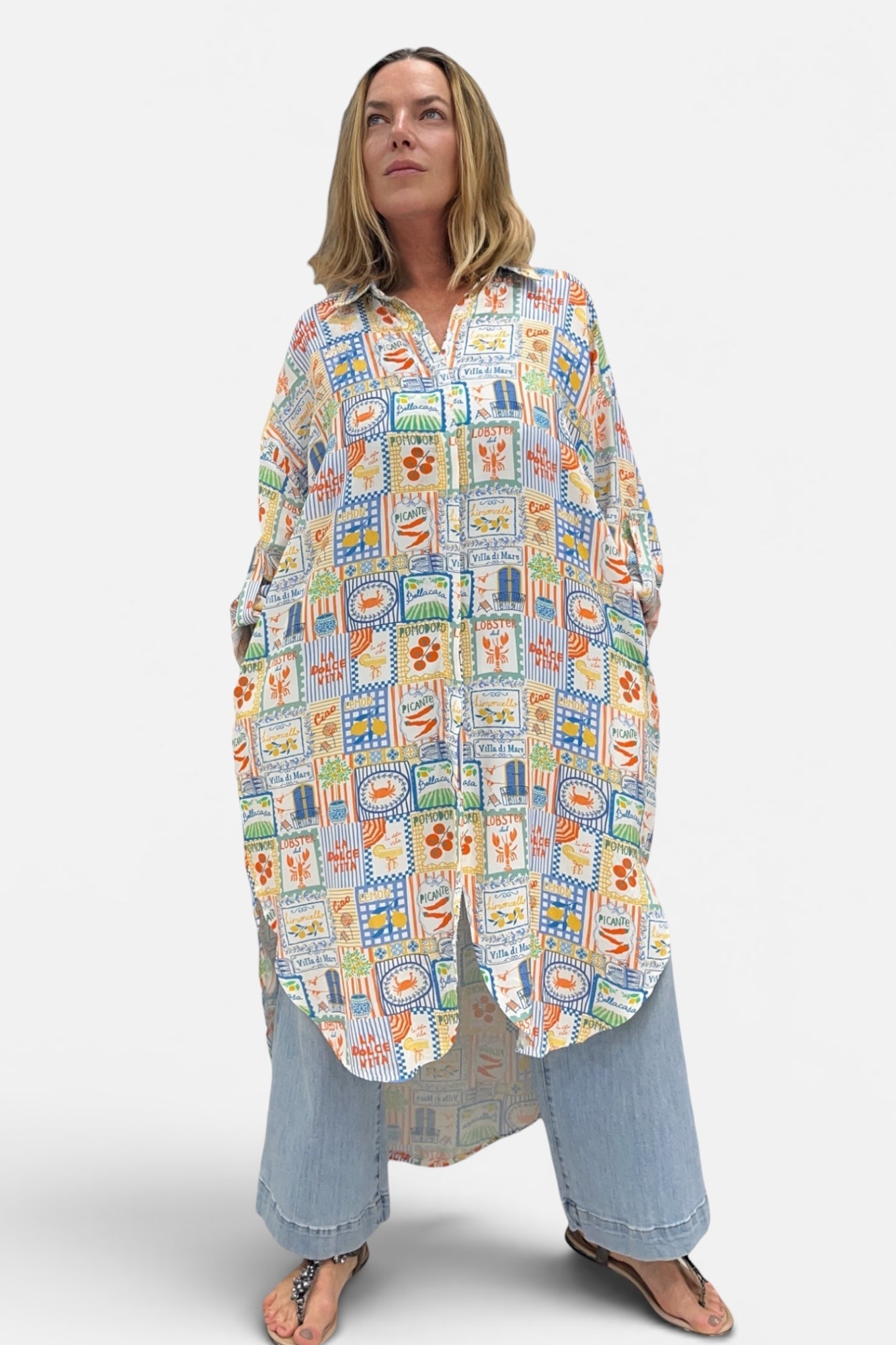 Long-Bluse aus Viskose