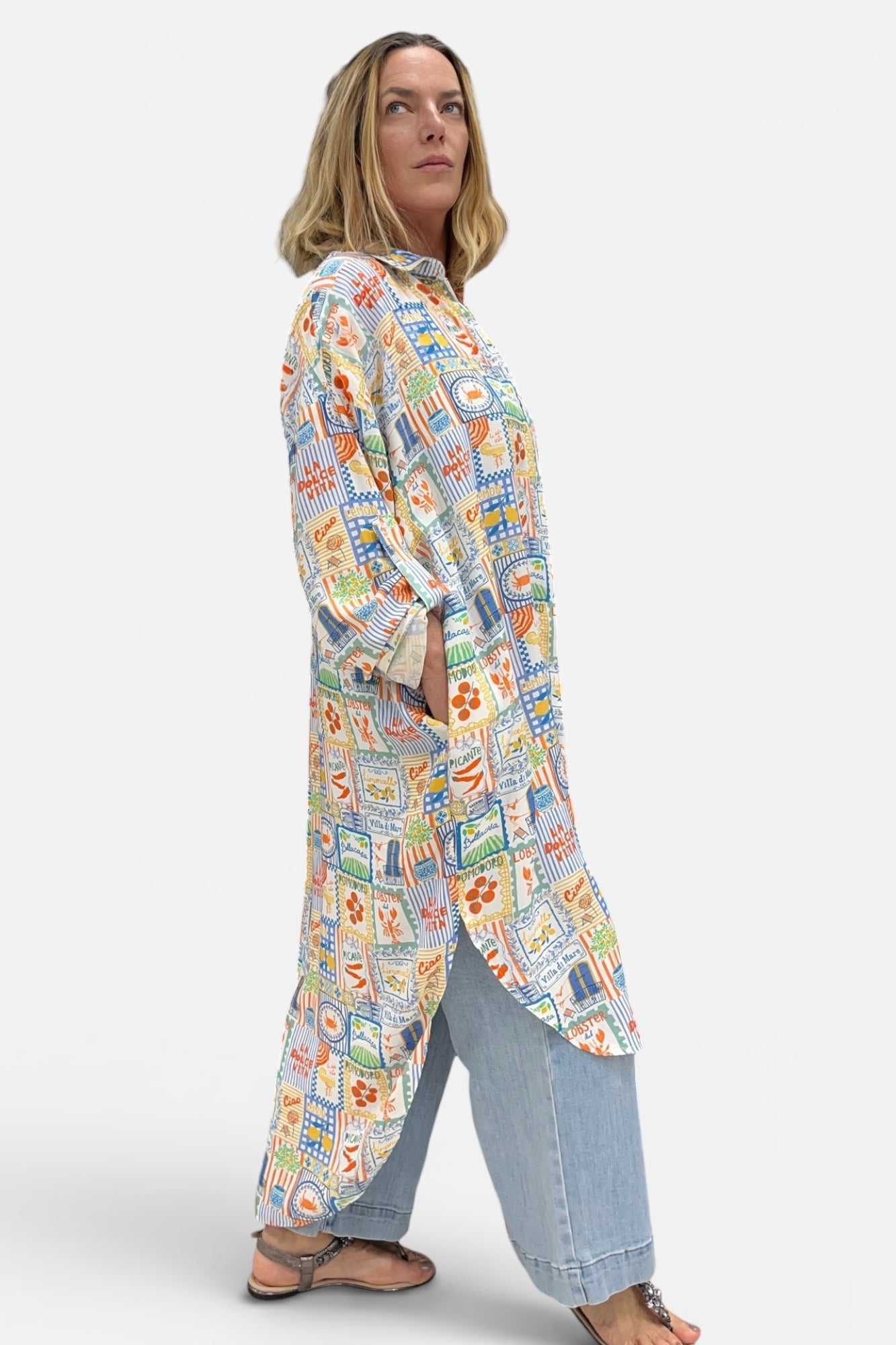 Long-Bluse aus Viskose