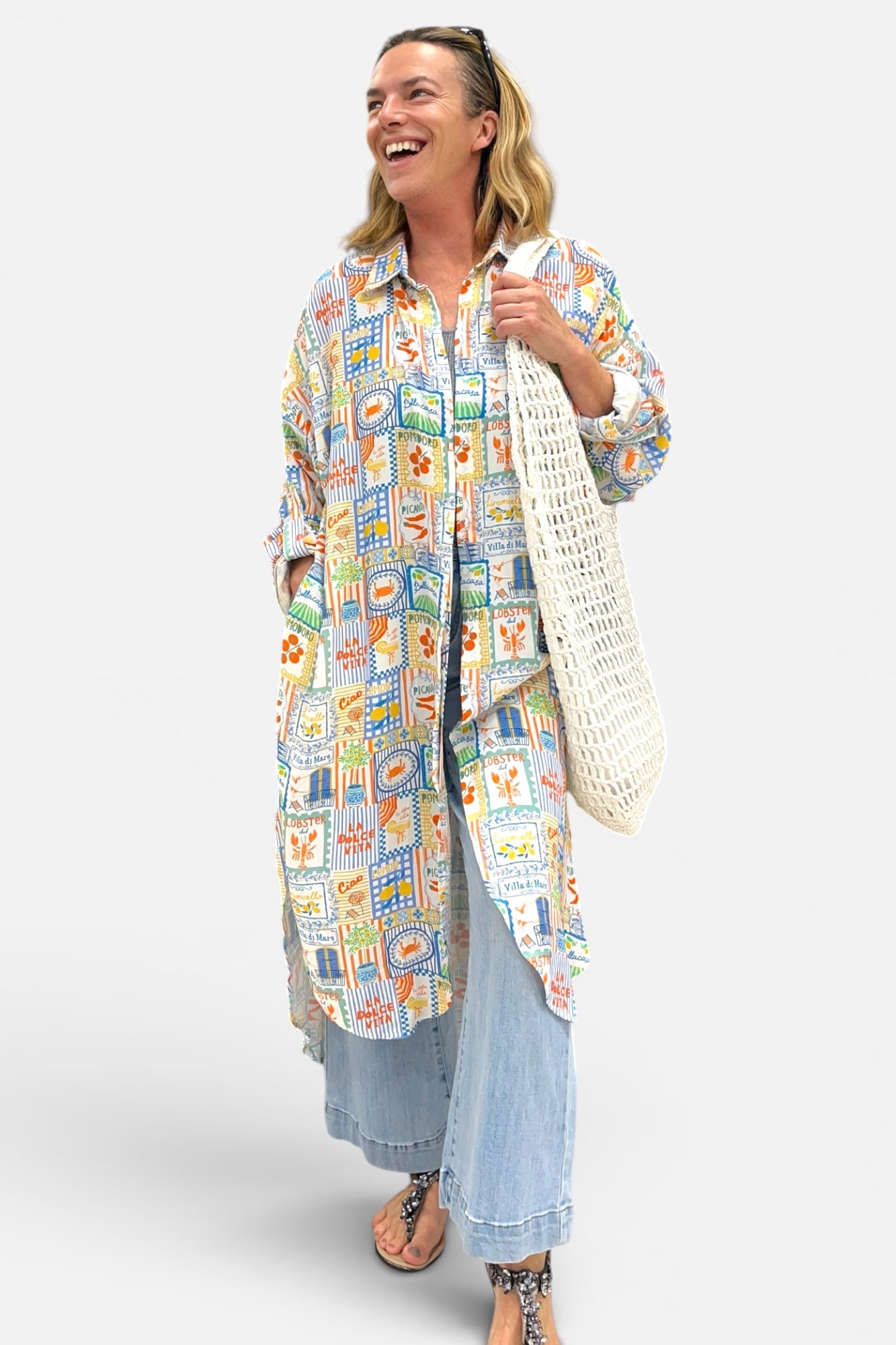 Long-Bluse aus Viskose