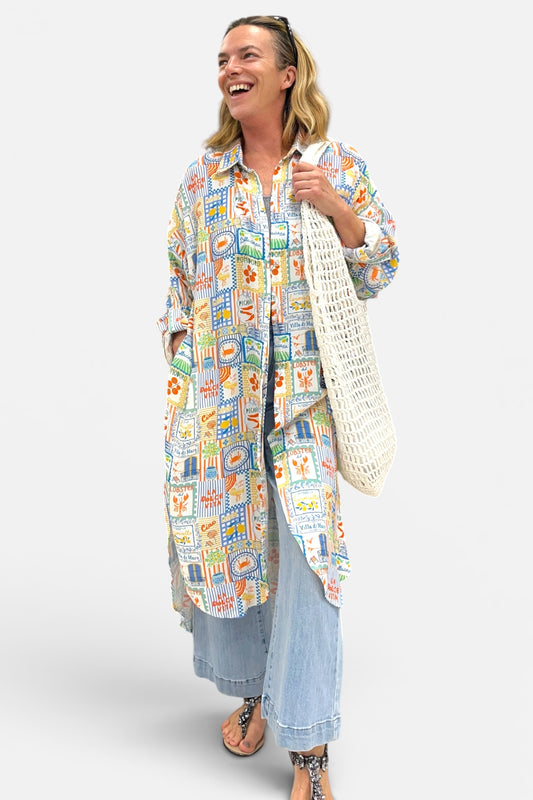 Long-Bluse aus Viskose