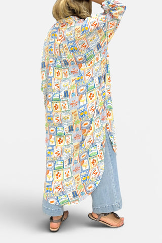 Long-Bluse aus Viskose