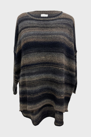 Melierter Oversize Pulli in braun mit Rundhalsausschnitt – lässiger Plus Size Pullover