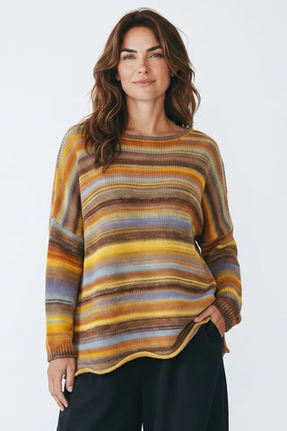 Melierter Oversize Pulli in gelb mit Rundhalsausschnitt – lässiger Plus Size Pullover