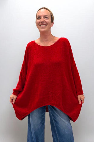 Strickpullover in rot von Vincenzo Allocca in plus size, kastig geschnitten