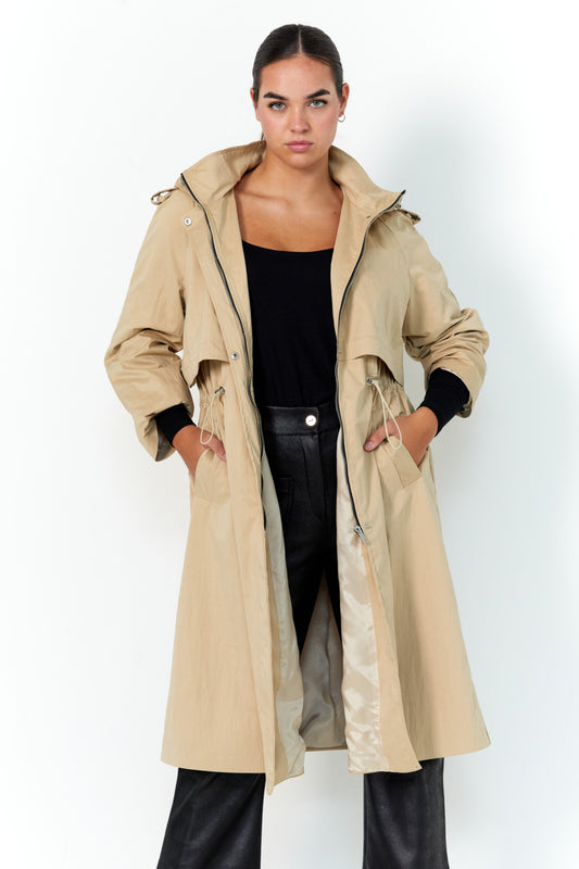 Long waterproof trench coat with hood